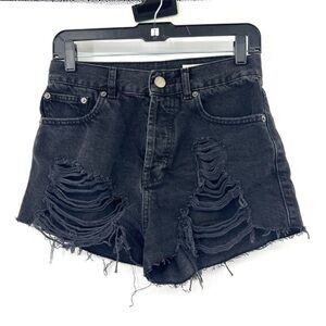 ASOS Black Distressed Jean Shorts